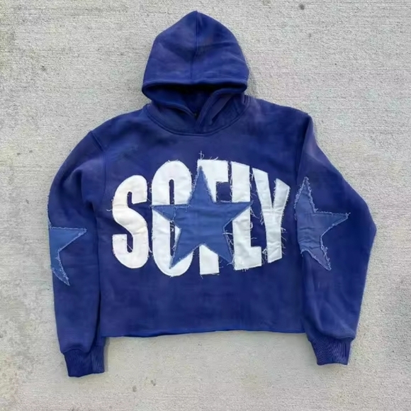 Black Hoodie with Star Accents